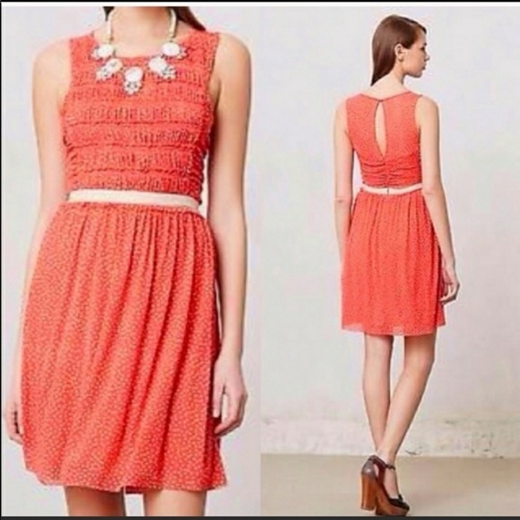 Anthropologie Dresses & Skirts - Anthropologie Postmark Coral Polka Dot Dress